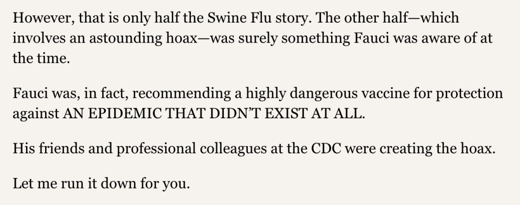 REPORT: Tony Fauci and the Swine Flu hoax; betrayal of trust Mar 5 by Jon Rappoport