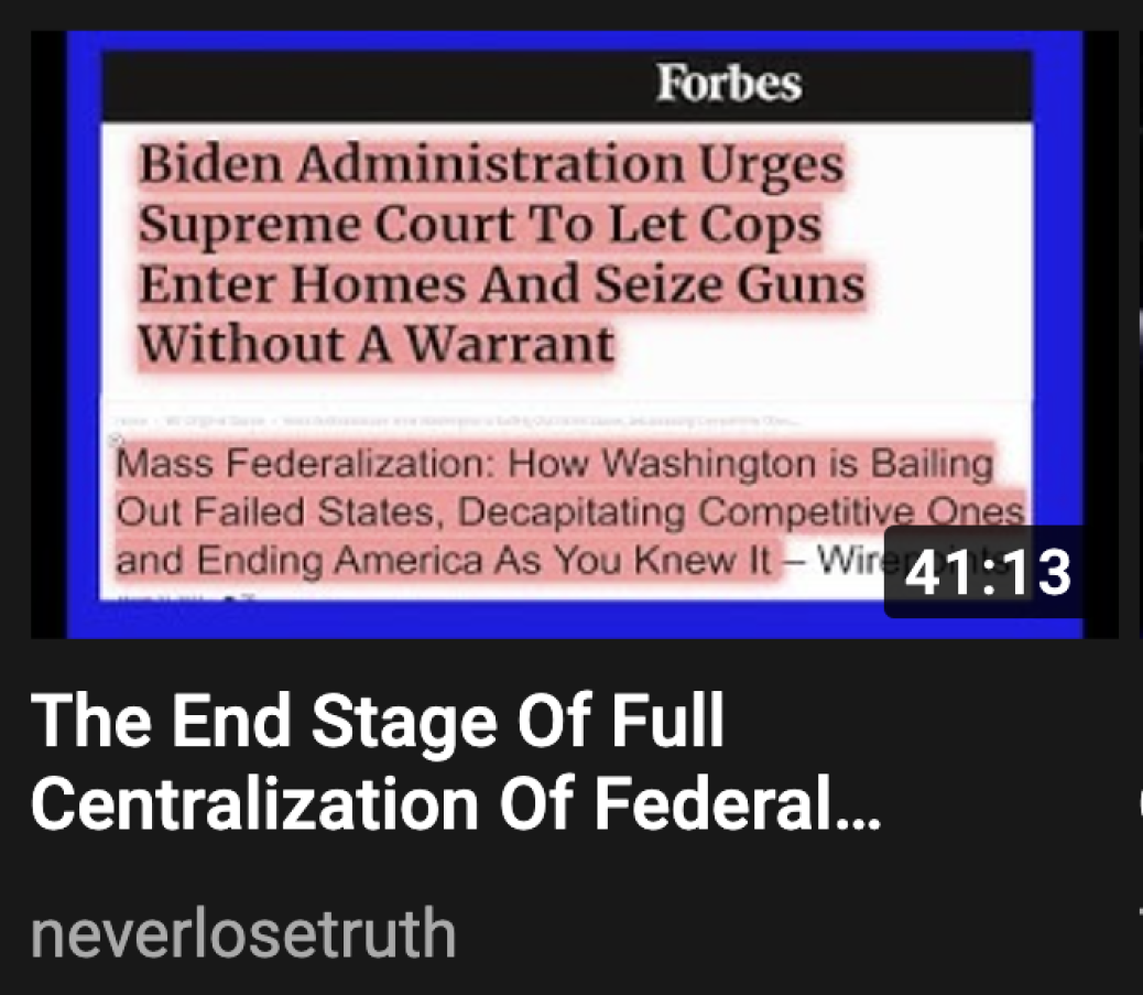 REPORT: The End Stage Of Full Centralization Of Federal Power; Centralization = Tyranny = No Rights